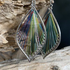 Dangle Earrings Boho Chic Handmade String - Thread  W/Silver Tone 9cm…